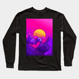 Pink Sky Mountains Long Sleeve T-Shirt